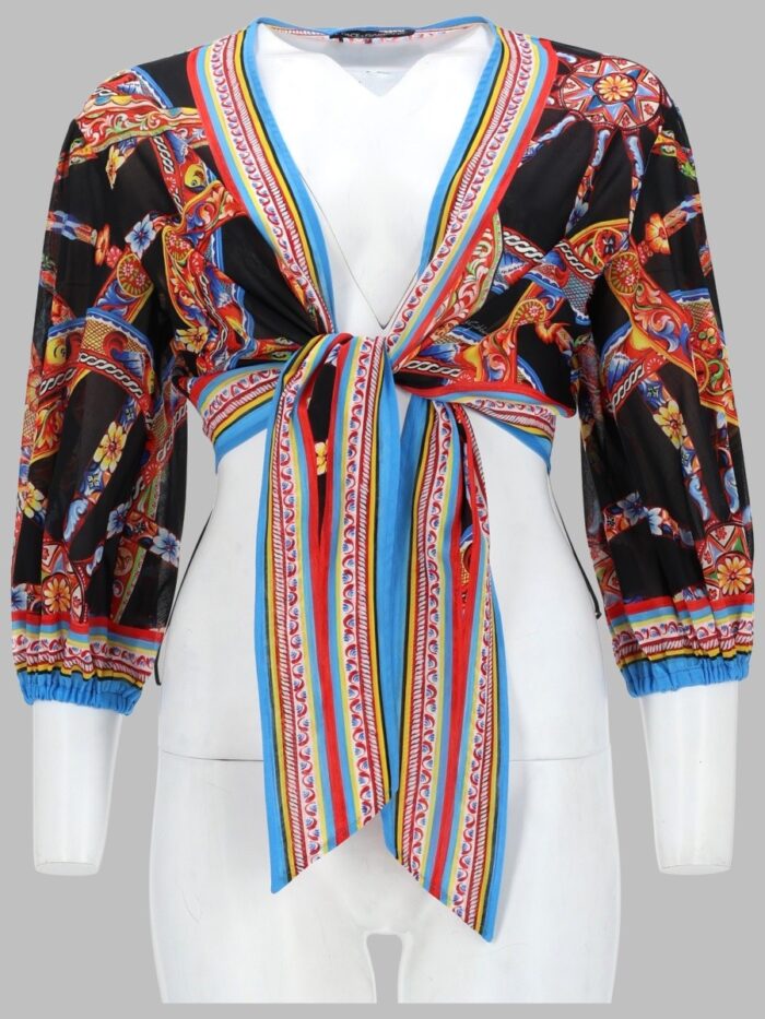 Dolce & Gabbana TOP IN BATISTA STAMPA CARRETTO