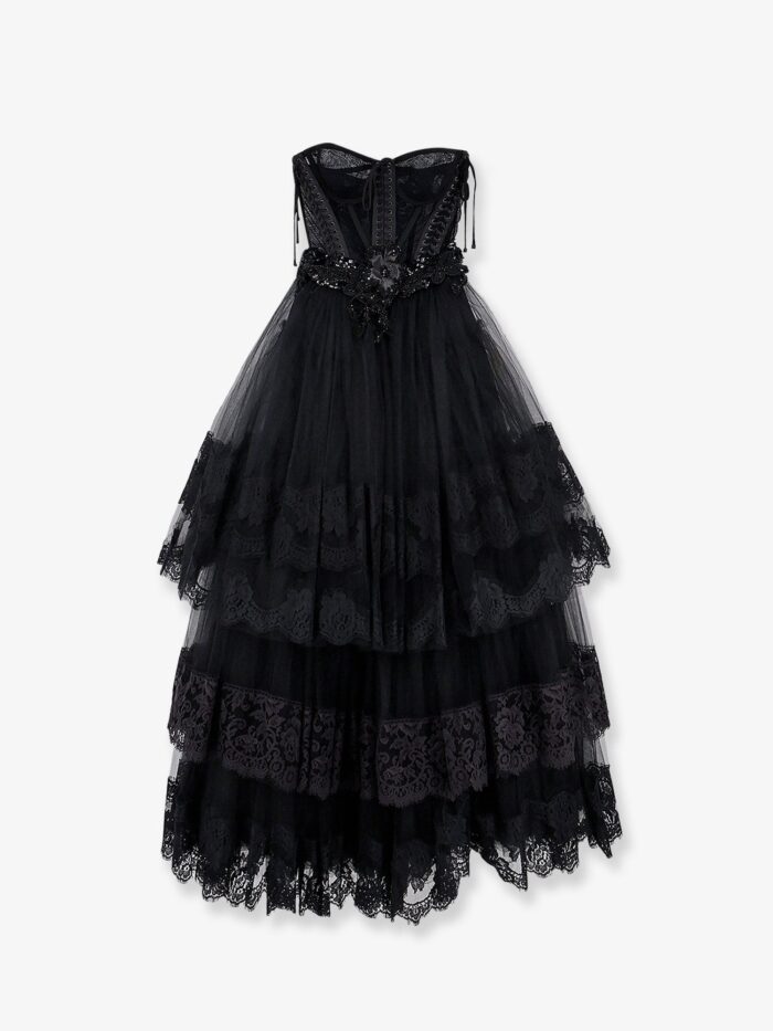 dolce & gabbana tulle long dress with bustier Dolce & Gabbana Tulle Long Dress With Bustier