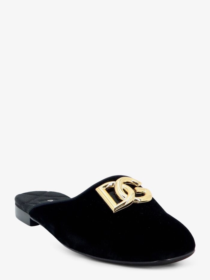 Dolce & Gabbana Velvet Sabot With Metal DG Logo