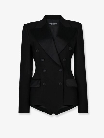 Dolce & Gabbana Virgin Wool Blend Tuxedo Blazer With Body Detail