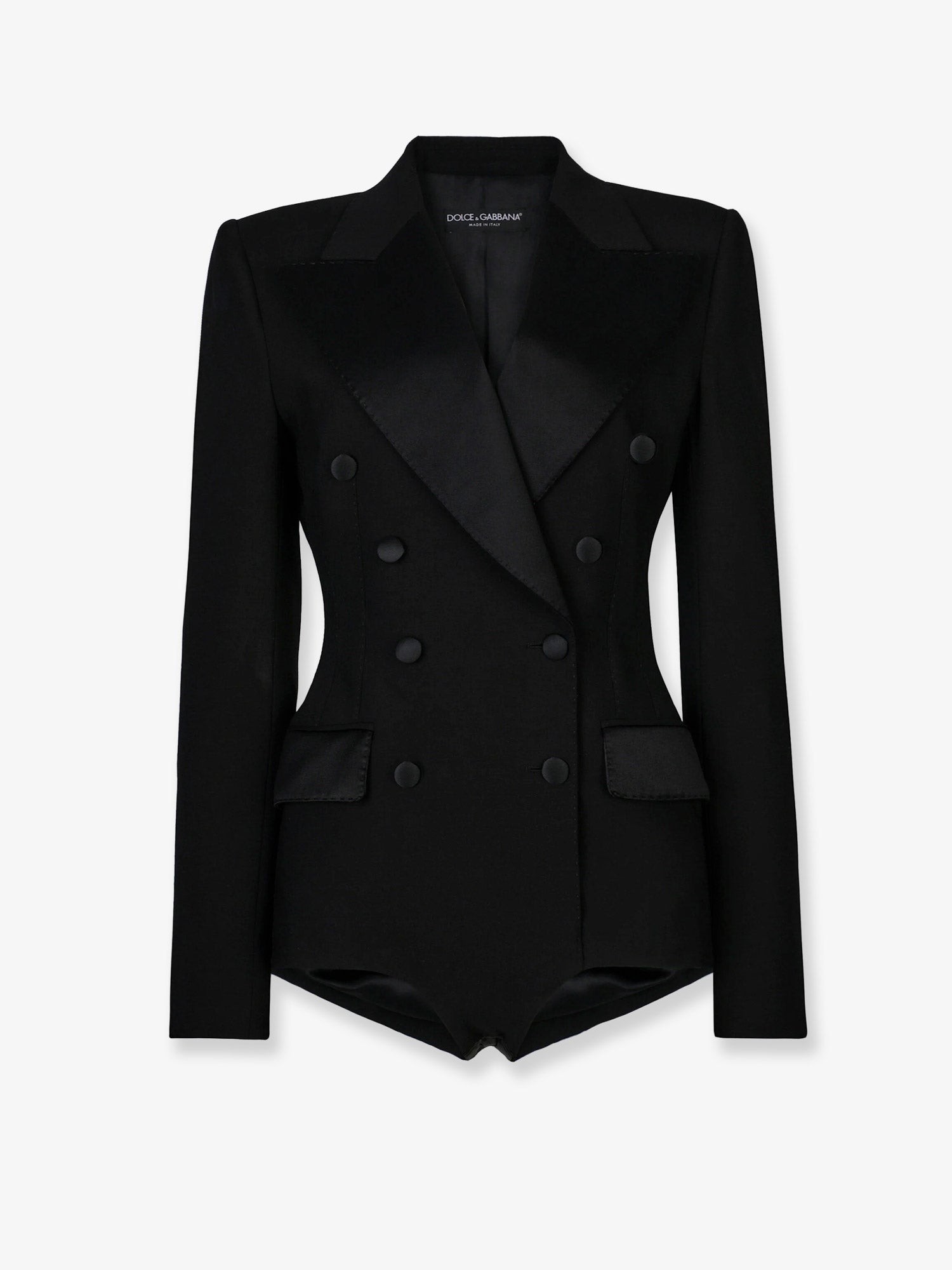 Dolce & Gabbana Virgin Wool Blend Tuxedo Blazer With Body Detail