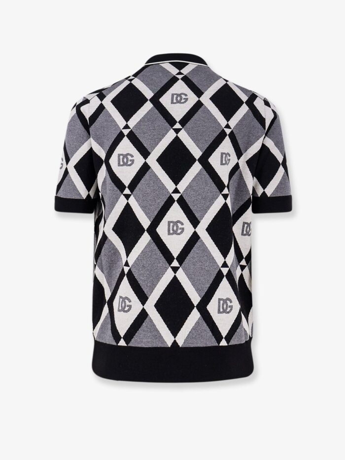 Dolce & Gabbana Virgin Wool Polo Shirt With Geometric Print