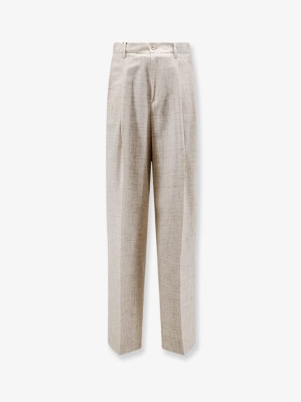 Dolce & Gabbana Viscose And Linen Blend Trousers With Tweed Effect