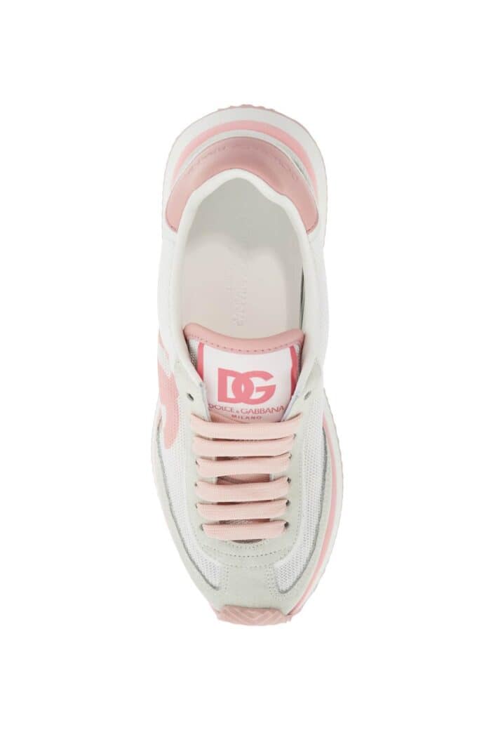 DOLCE & GABBANA White And Pink Dg Logo Sneakers