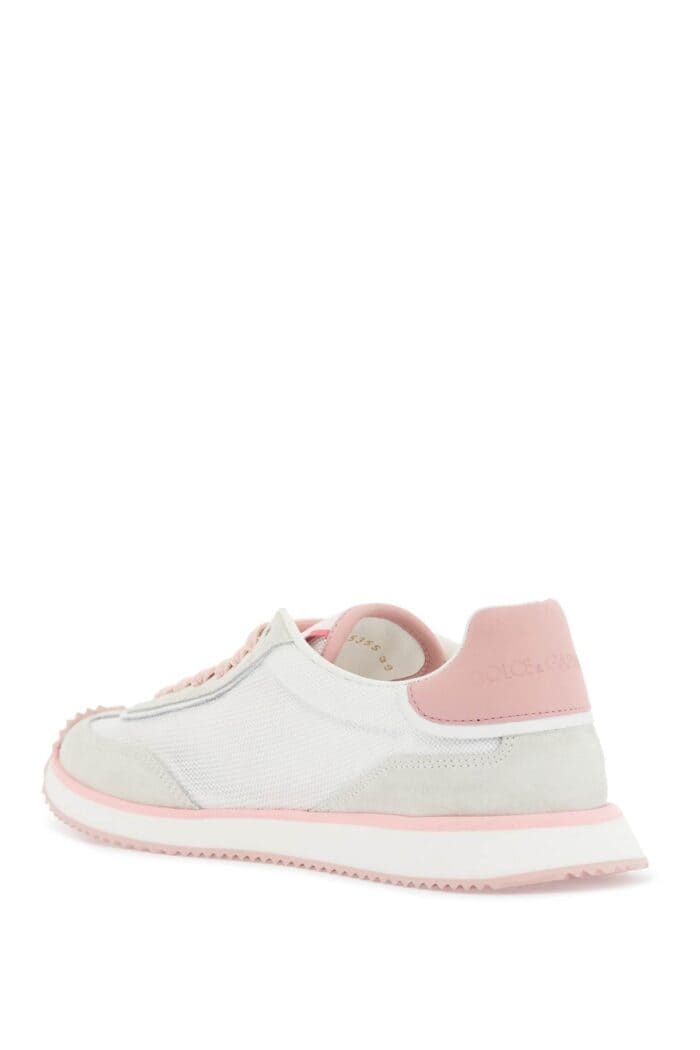 DOLCE & GABBANA White And Pink Dg Logo Sneakers