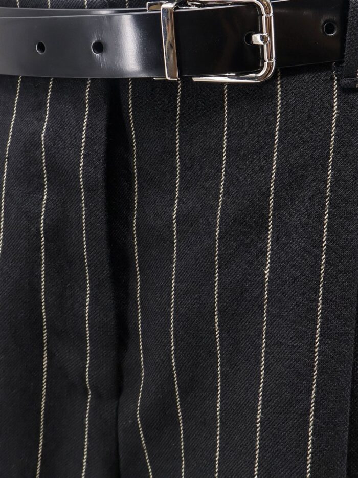 Dolce & Gabbana Wool And Linen Blend Trousers With Pinstripe Pattern