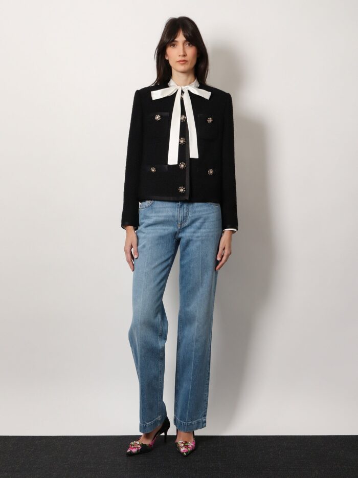 Dolce & Gabbana Wool And Silk Blazer With Jewel Buttons