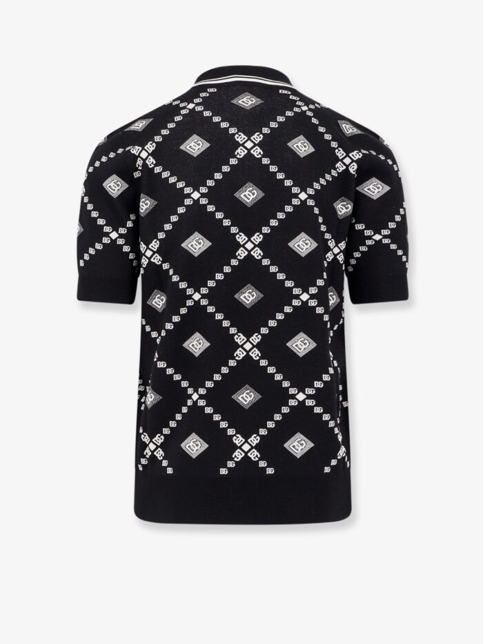 Dolce & Gabbana Wool And Silk Polo Shirt With Logo Monogram