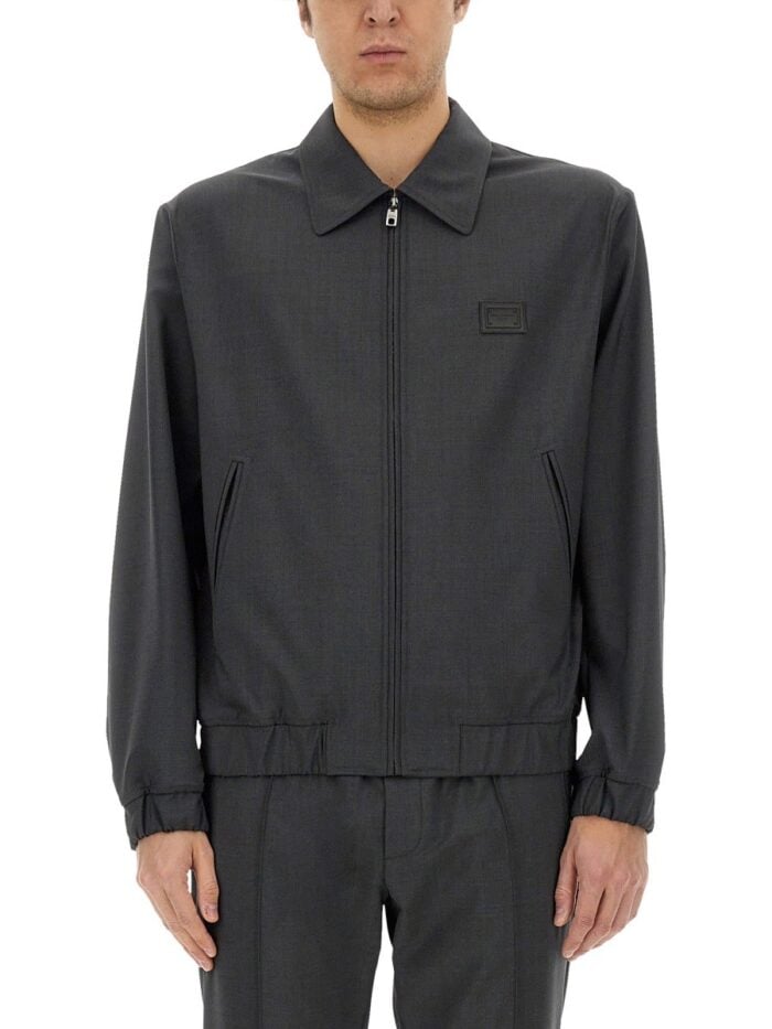 Dolce & Gabbana WOOL CANVAS JACKET WITH PLAQUE
