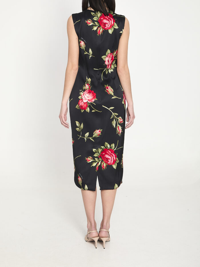 Dolce&gabbana Bouquet Rose print satin midi dress
