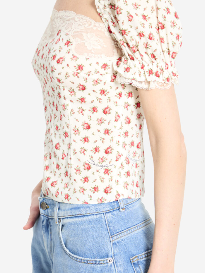 Dolce&gabbana Charmeuse top with rose print