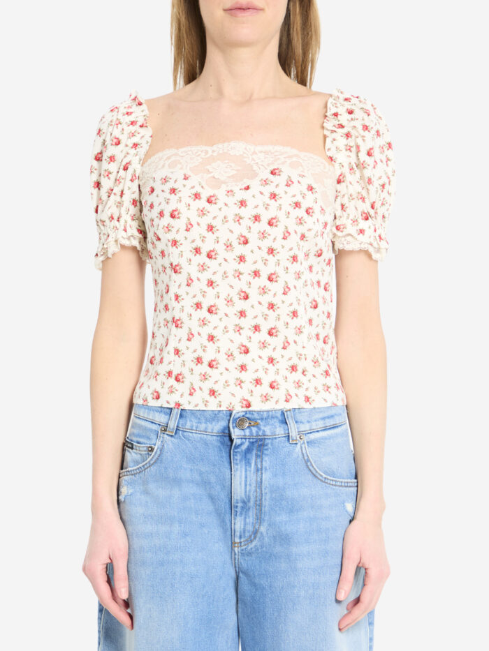 Dolce&gabbana Charmeuse top with rose print