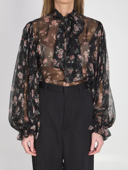 Dolce&gabbana Chiffon top with a vintage rose print