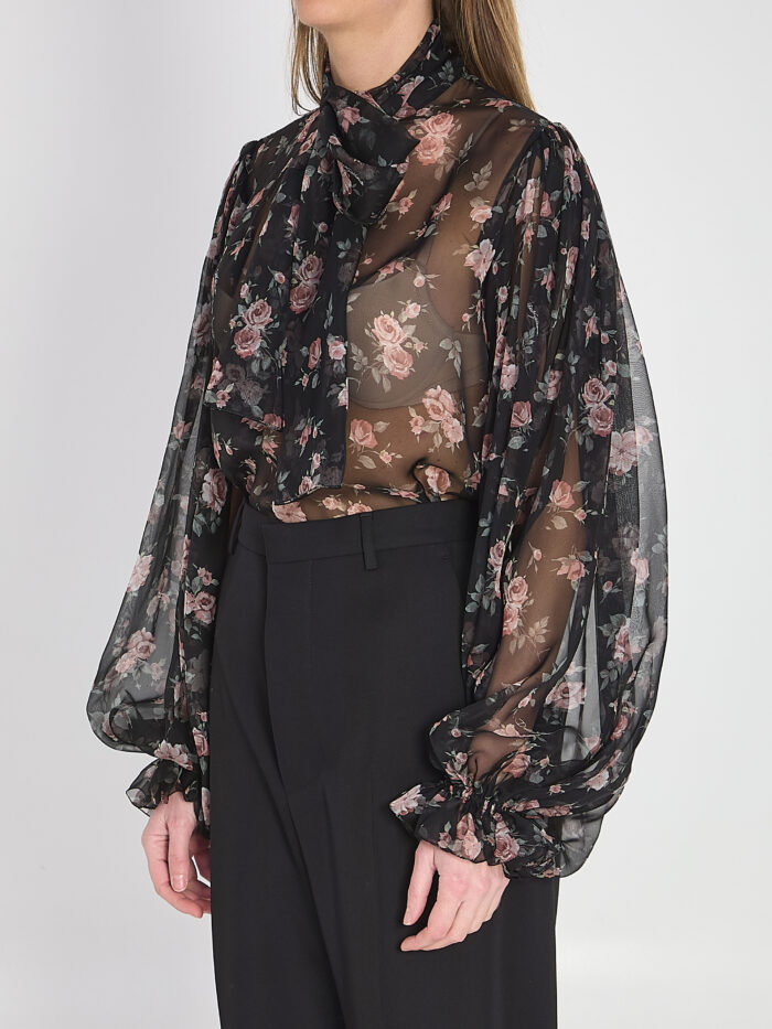 Dolce&gabbana Chiffon top with a vintage rose print