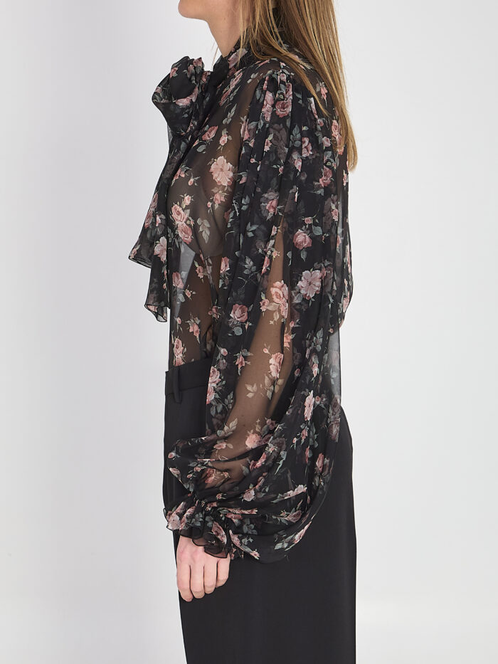 Dolce&gabbana Chiffon top with a vintage rose print