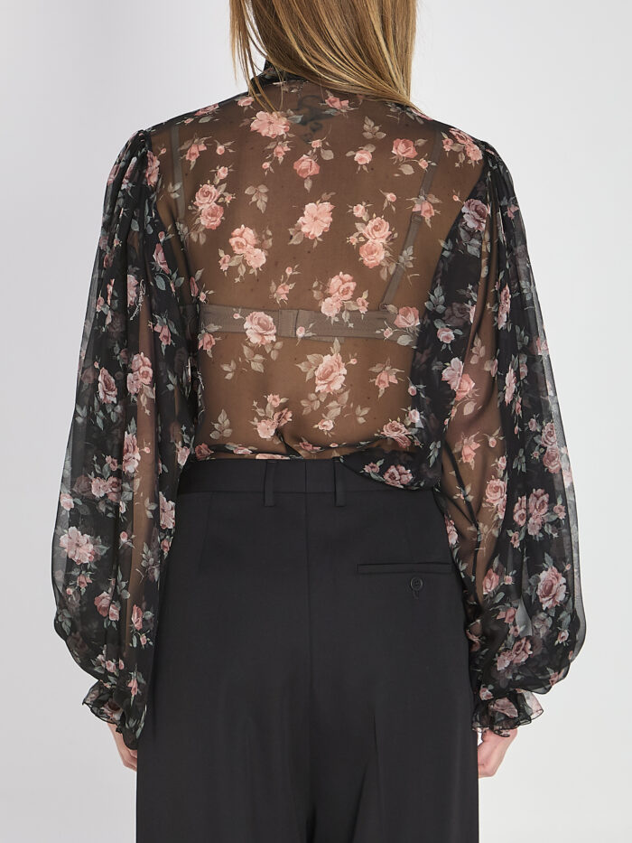 Dolce&gabbana Chiffon top with a vintage rose print