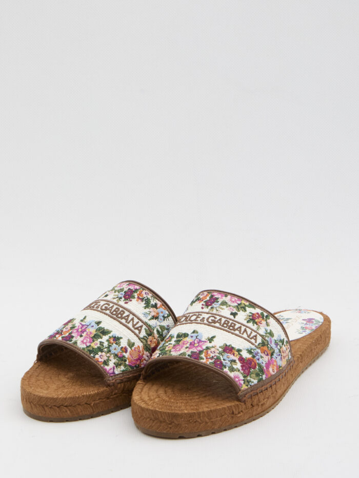 Dolce&gabbana Embroidered floral espadrilla slides