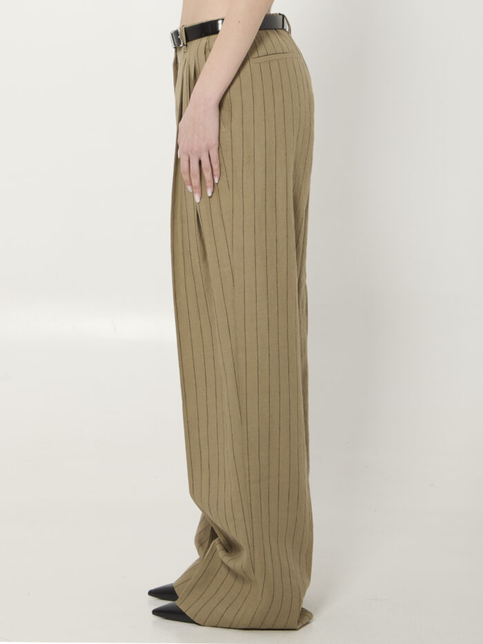 Dolce&gabbana Pinstriped virgin wool and linen trousers