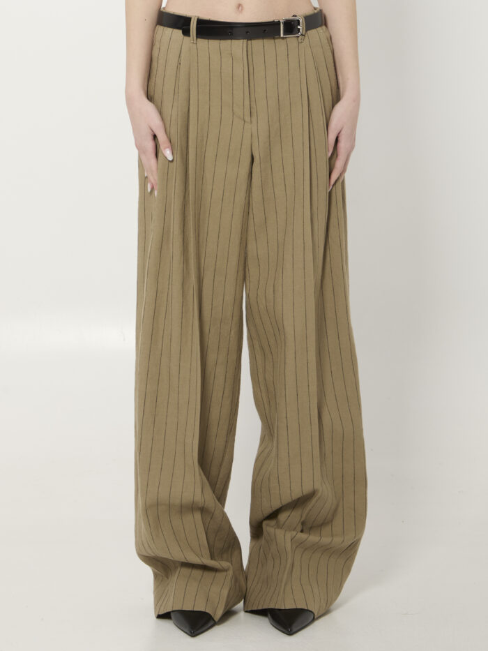 Dolce&gabbana Pinstriped virgin wool and linen trousers