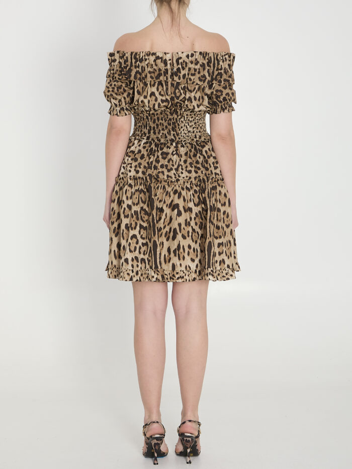 Dolce&gabbana Short leopard print poplin dress