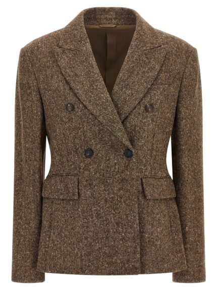 Brunello Cucinelli Donegal Wool Double-breasted Blazer