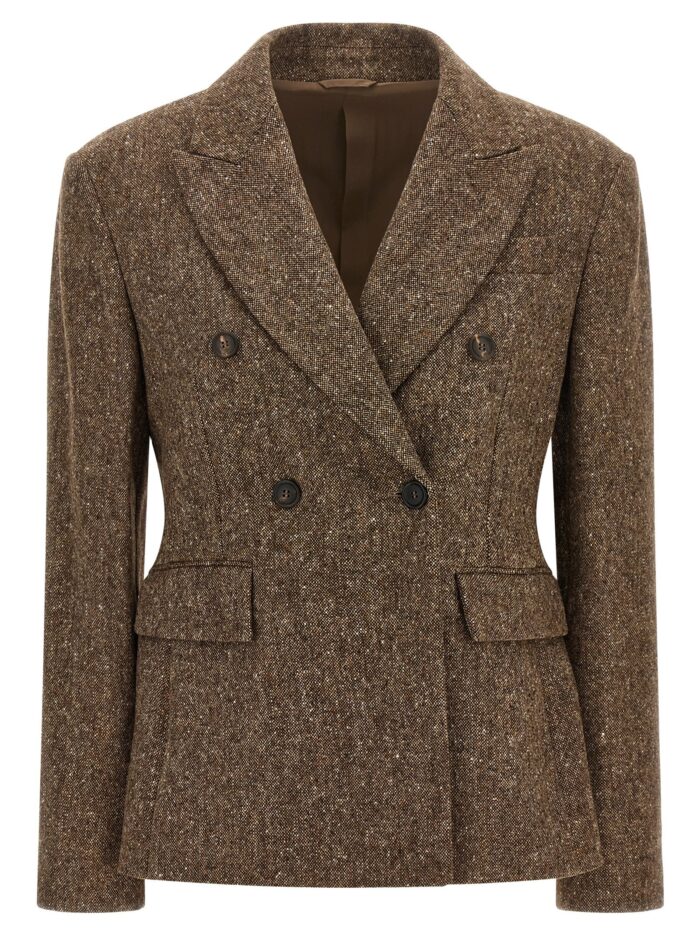 brunello cucinelli donegal wool double breasted blazer Brunello Cucinelli Donegal Wool Double-breasted Blazer