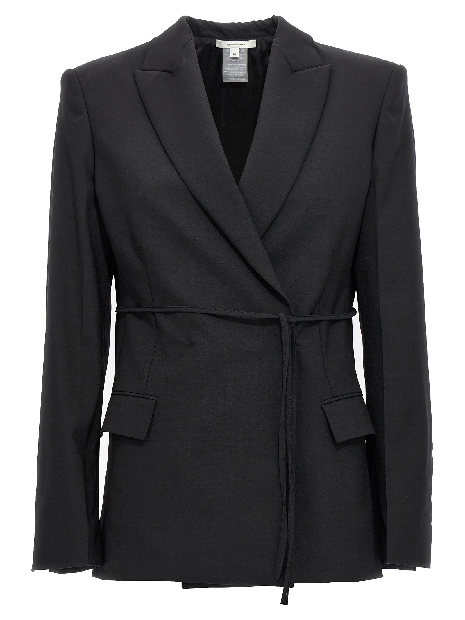 NENSI DOJAKA Double Breast Drawstring Blazer Jacket