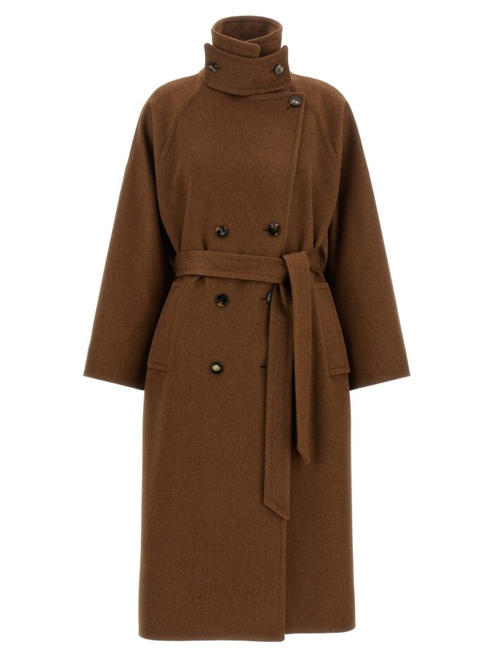 alberto biani double breasted belted coat ALBERTO BIANI Double-breasted Belted Coat