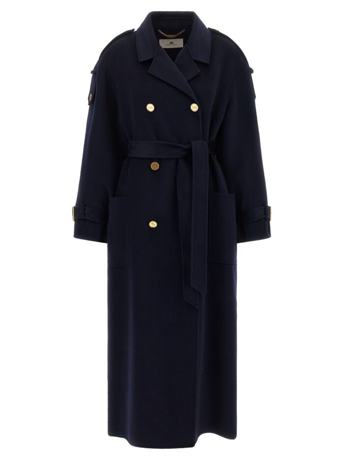 elisabetta franchi double breasted belted coat Elisabetta Franchi Double-Breasted Belted Coat