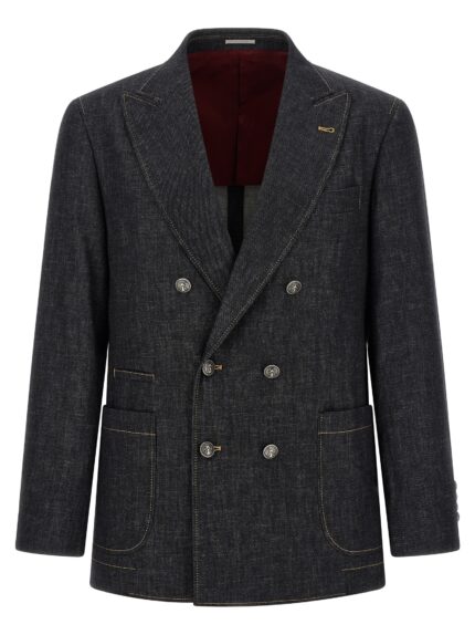 Brunello Cucinelli Double-breasted Denim Blazer