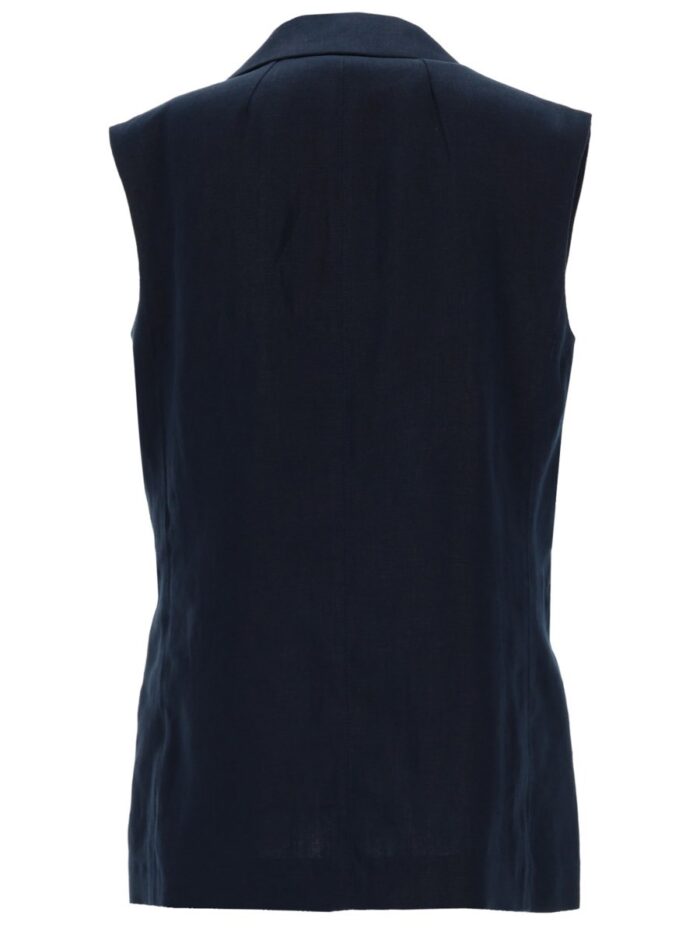 S MAX MARA DOUBLE-BREASTED LINEN MAT VEST