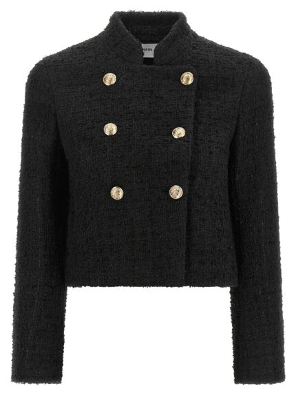 Balmain Double-breasted Tweed Short Jacket