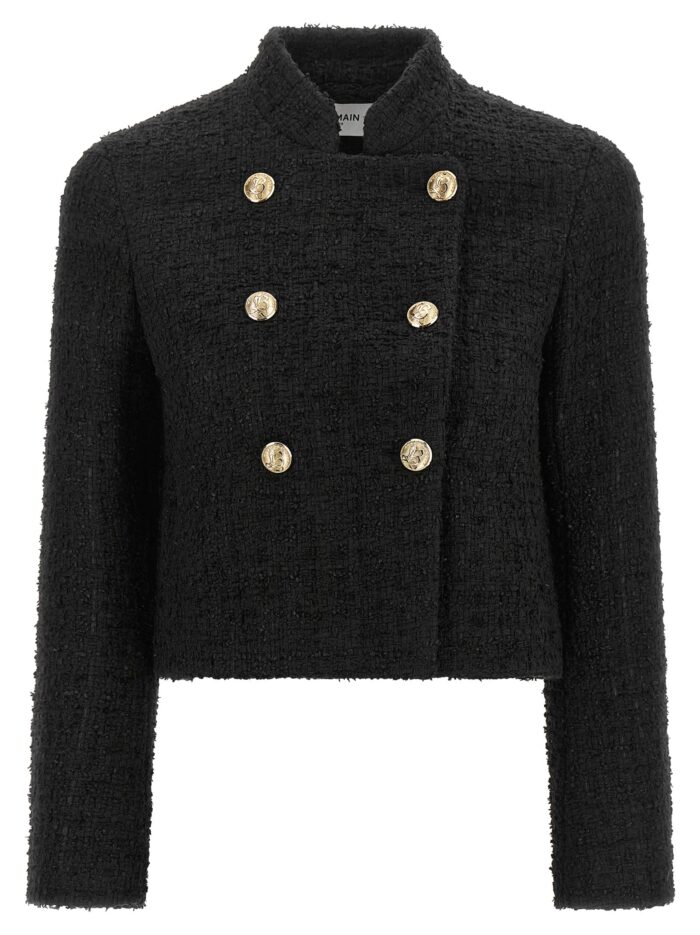 balmain double breasted tweed short jacket Balmain Double-breasted Tweed Short Jacket