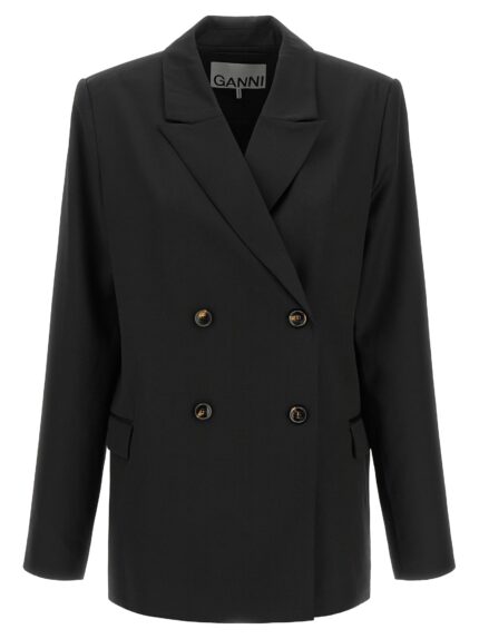 GANNI Double-breasted Wool Blazer