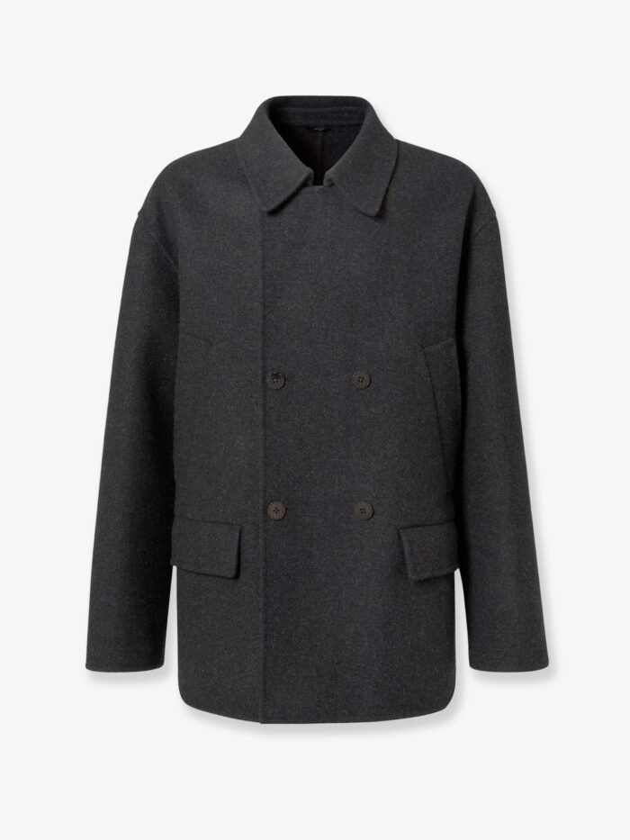 fendi double breasted wool felt peacoat Fendi Double-breasted Wool Felt Peacoat