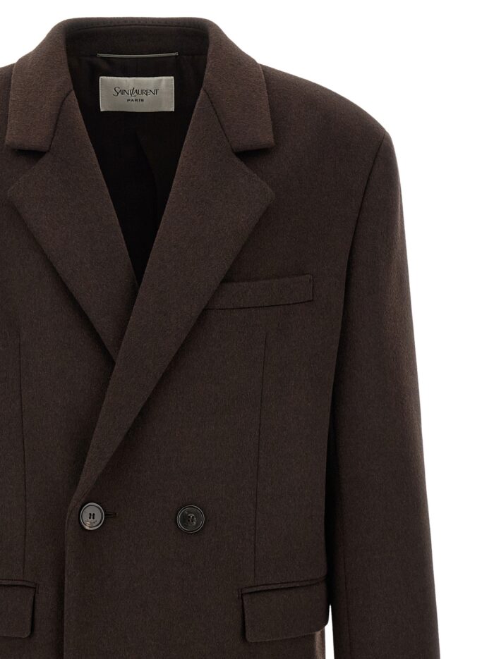 Saint Laurent Double-face Combed Wool Coat