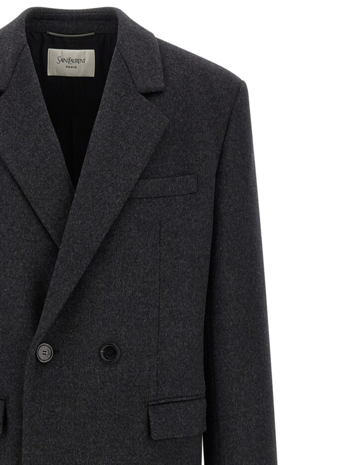 Saint Laurent Double-face Combed Wool Coat