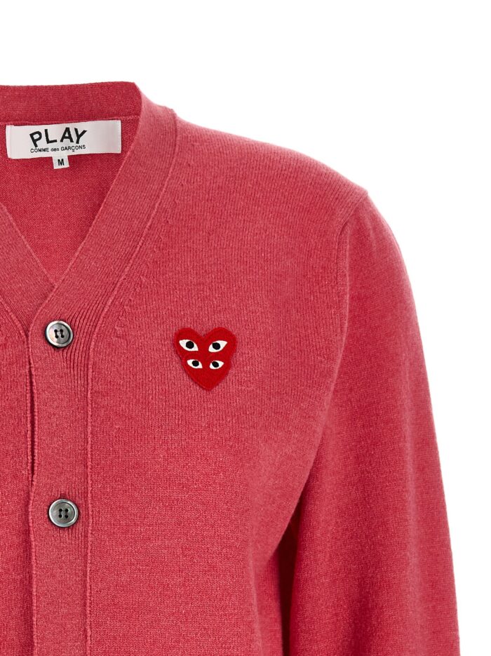COMME DES GARCONS PLAY 'Double Red Emblem' Cardigan