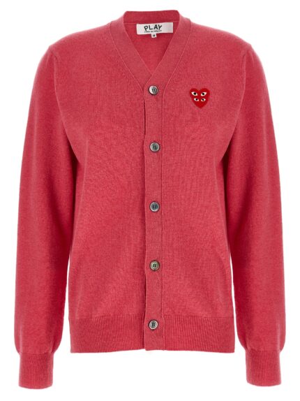 COMME DES GARCONS PLAY 'Double Red Emblem' Cardigan