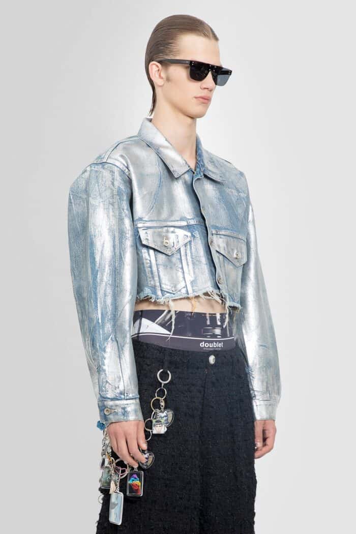 DOUBLET Foiled Cropped Denim Jacket