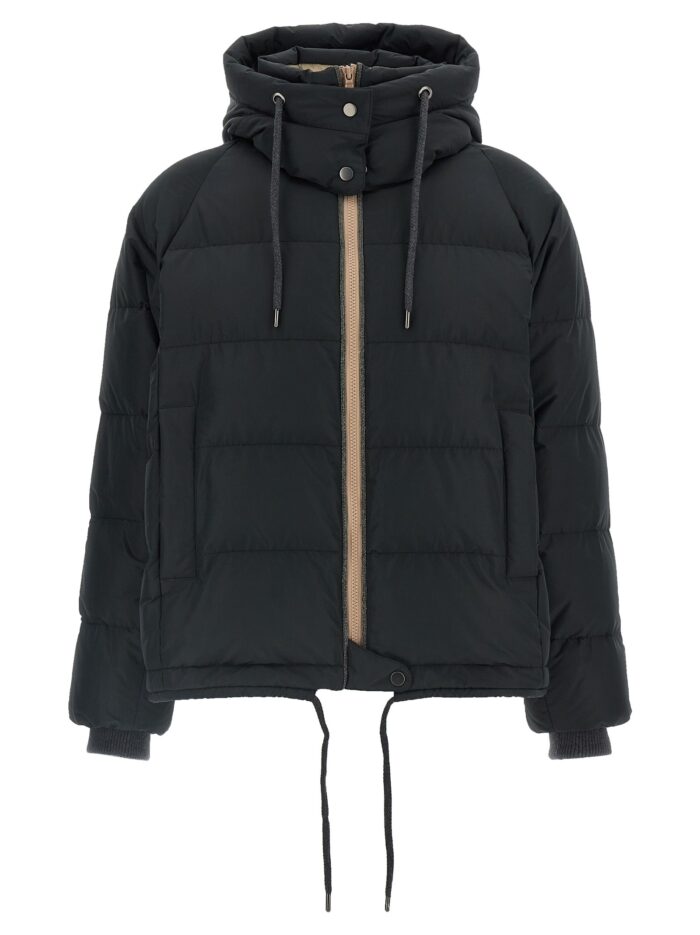 Brunello Cucinelli Down Jacket With Knit And Jewel Details