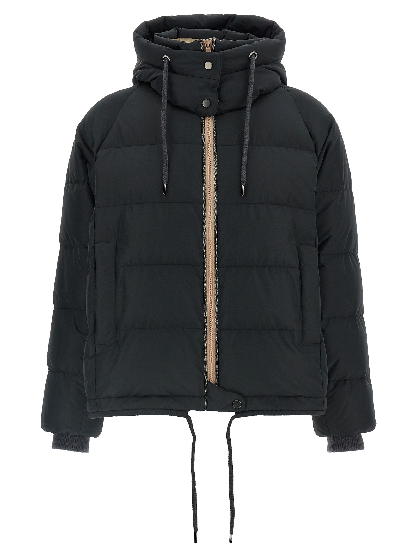 Brunello Cucinelli Down Jacket With Knit And Jewel Details