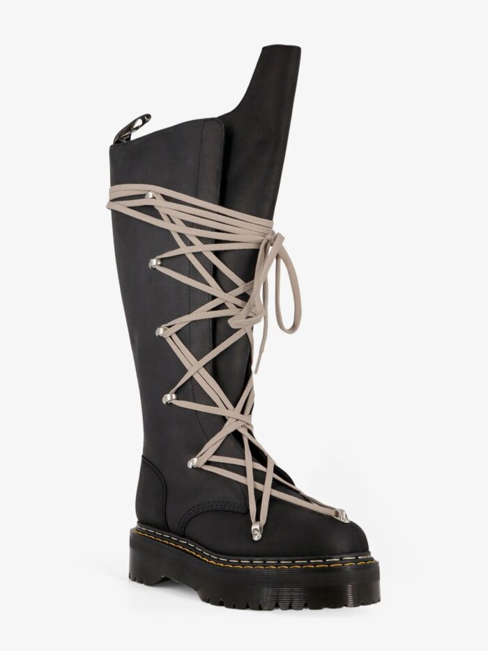 DR. MARTENS X RICK OWENS 1B60 Quad Sole Pentalace Leather Boot