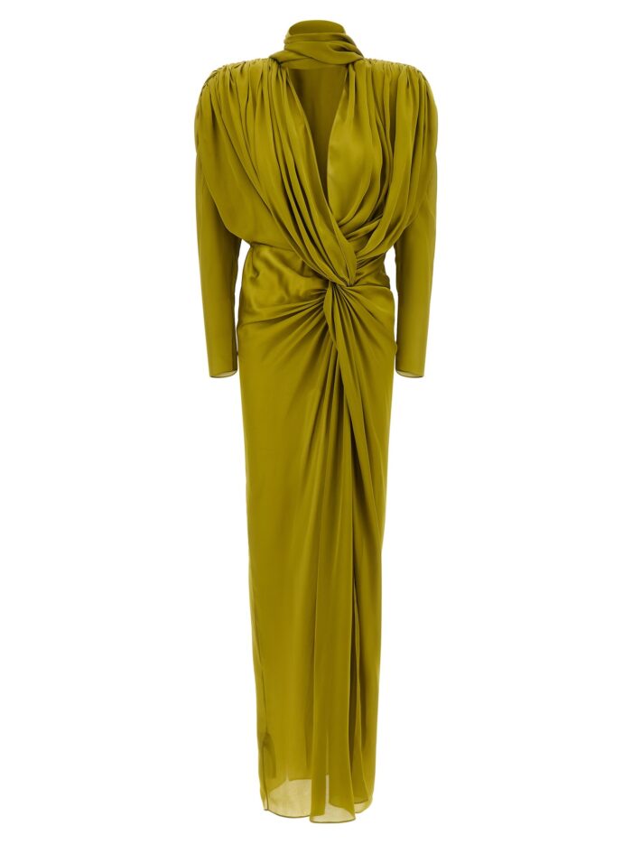 balmain draped silk dress with knot Balmain Draped Silk Dress With Knot