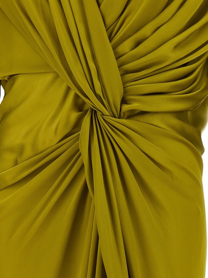 Balmain Draped Silk Dress With Knot