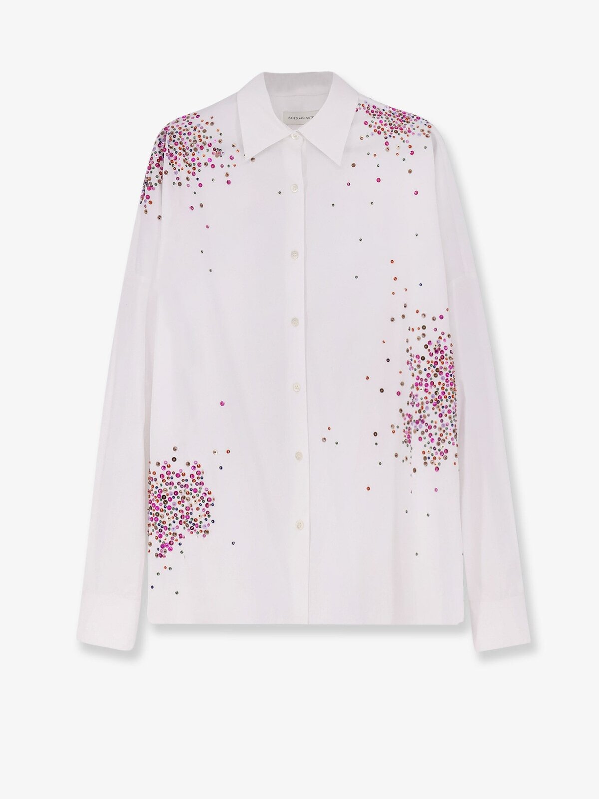Dries Van Noten Casia Cotton Shirt With Multicolored Sequin Detail