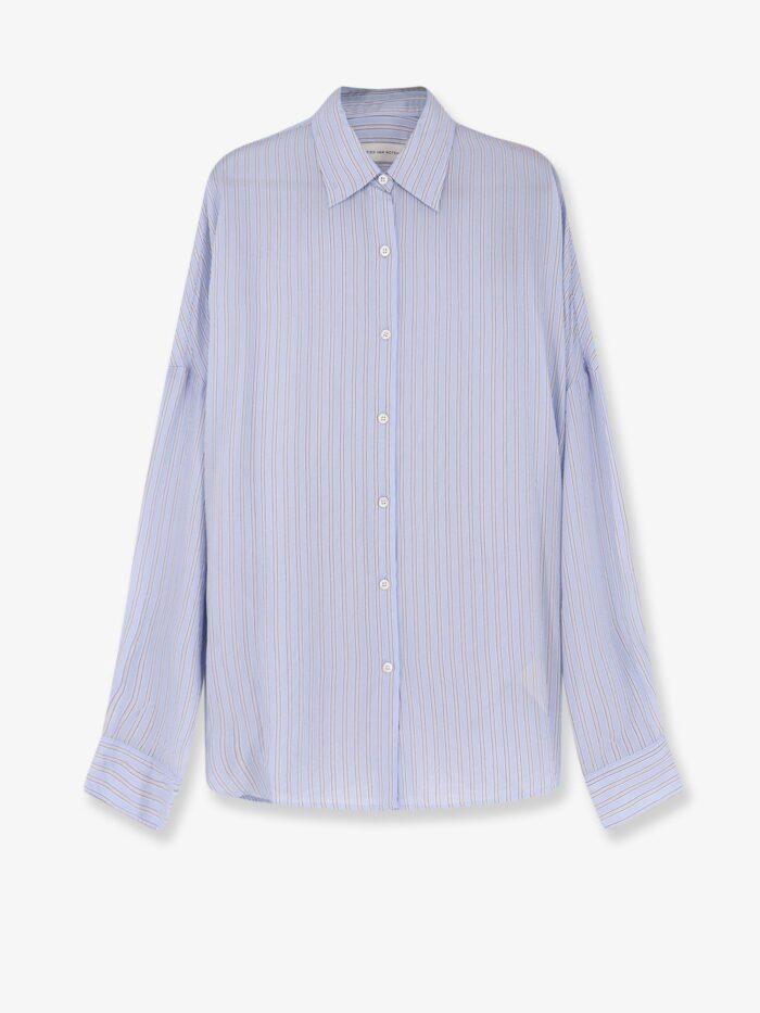 dries van noten casia cupro shirt with striped pattern Dries Van Noten Casia Cupro Shirt With Striped Pattern