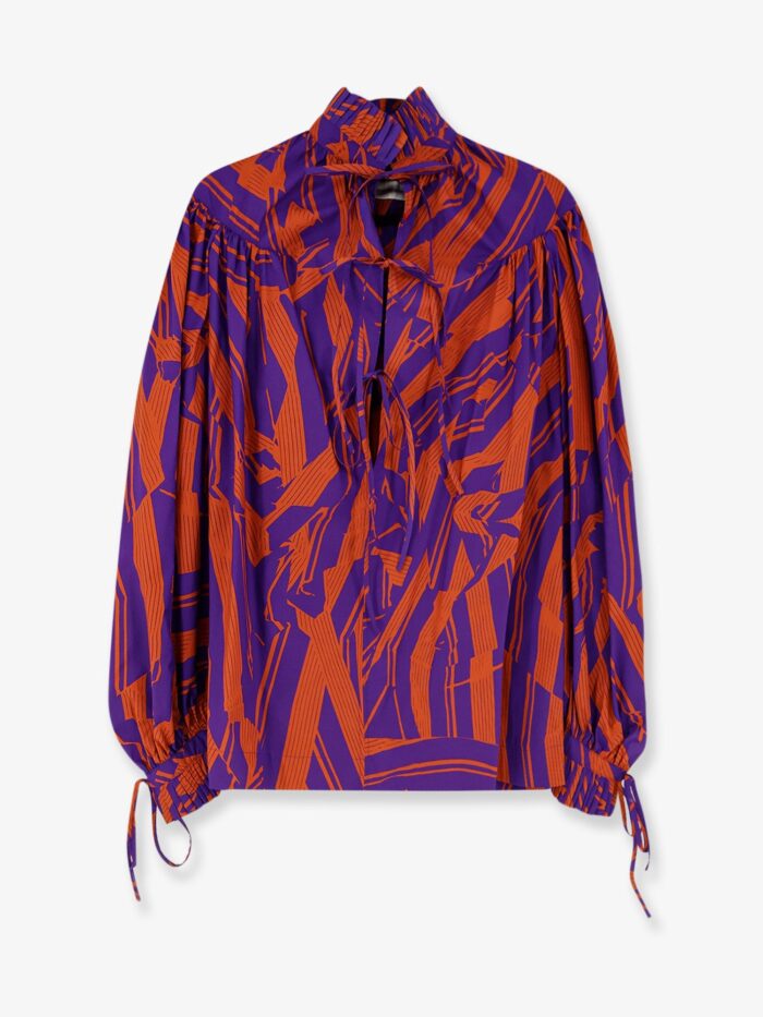 dries van noten catya cotton shirt with crushed stripe print Dries Van Noten Catya Cotton Shirt With Crushed Stripe Print
