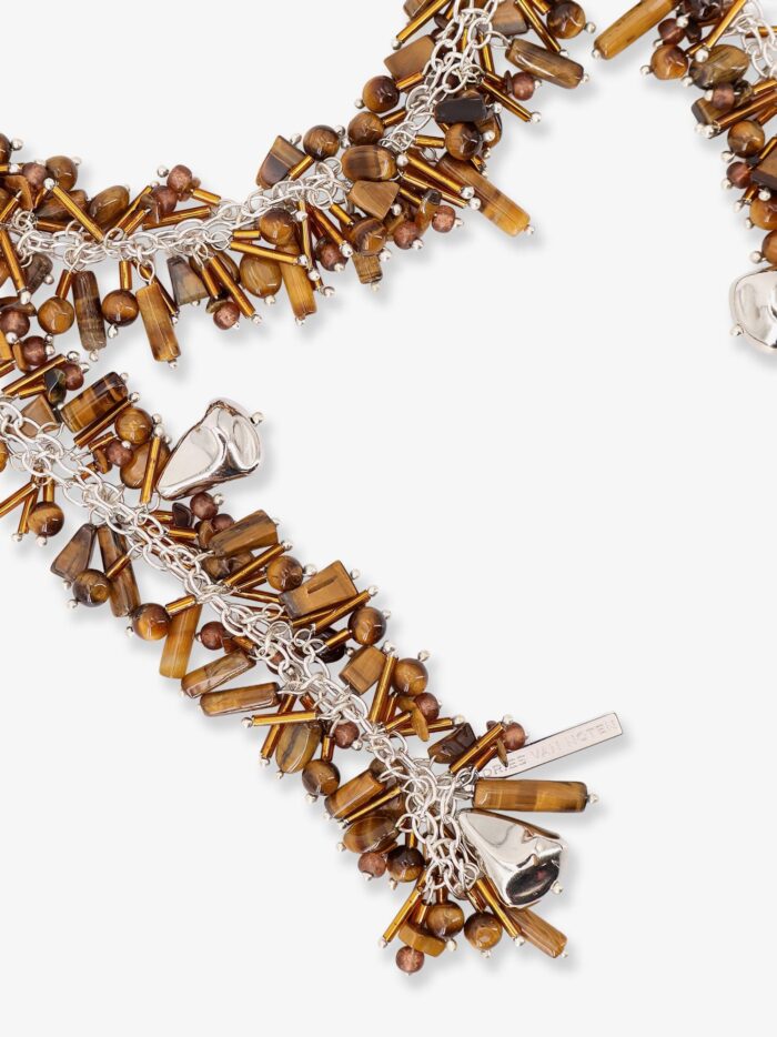 Dries Van Noten Embroidered Scarf Metal Necklace