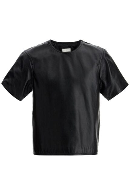 DRIES VAN NOTEN Leather T-shirt With Side Zipper